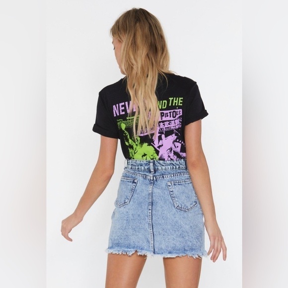 NastyGal Wash Me Work Denim Mini Skirt In Blue Size 8 - Picture 3 of 11